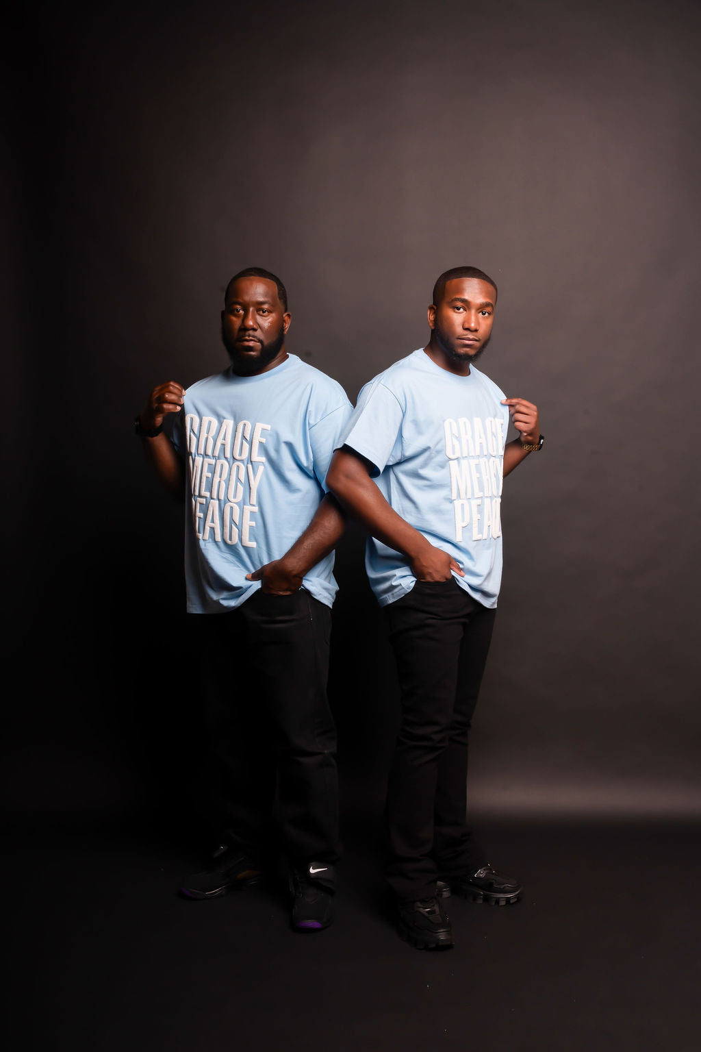 Puff Grace, Mercy, Peace, Tee - Light Blue