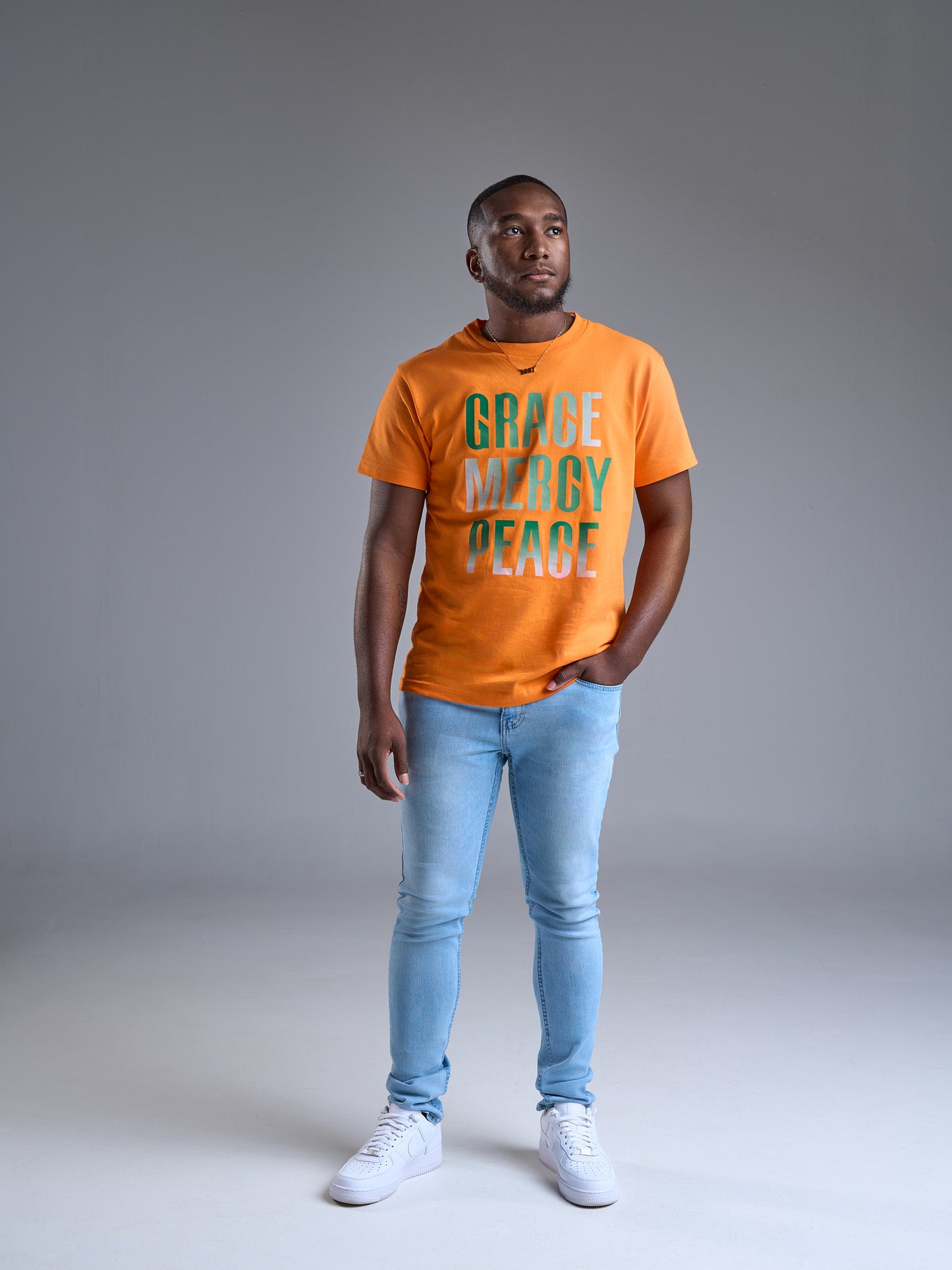 Grace, Mercy, Peace, Tee - Orange