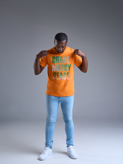 Grace, Mercy, Peace, Tee - Orange